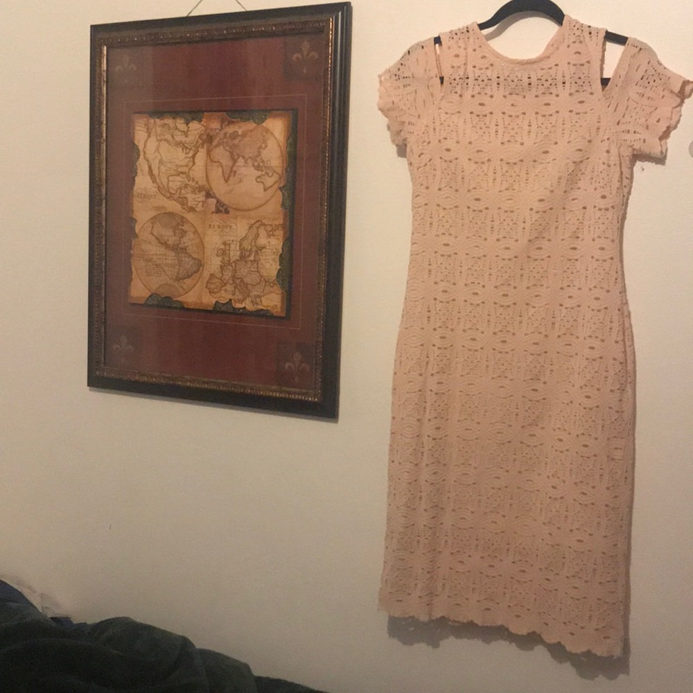 Crochet pale pink dress